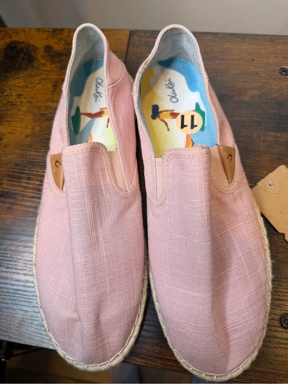 Olukai  Women Pa'a Kapa Espadrille Linen Slip On Rose Pink Size W11 NEW